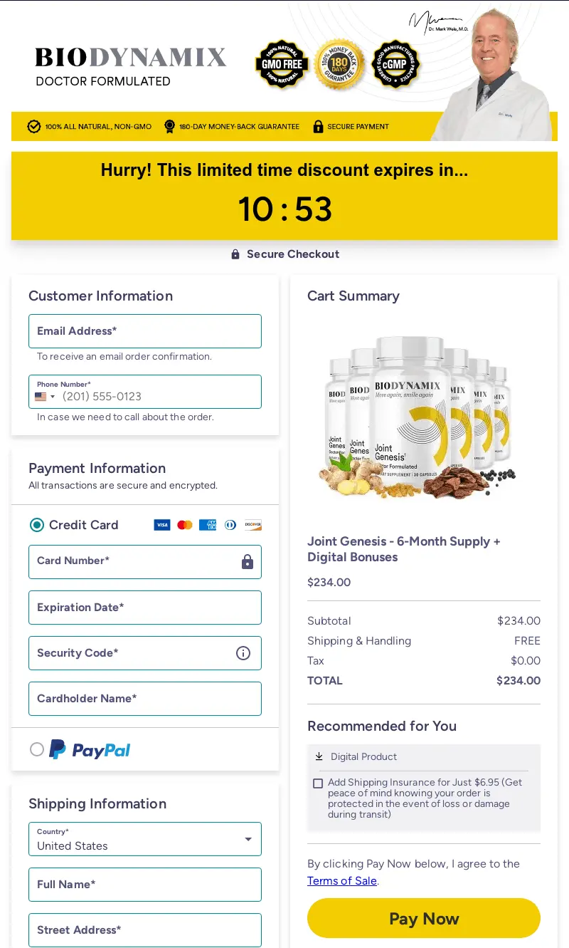 Joint Genesis Order Form